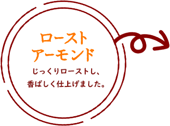 【ローストアーモンド】じっくりローストし、香ばしく仕上げました。